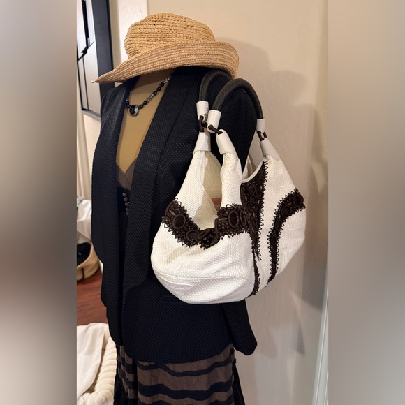 Cole Haan Alyssa straw beaded bag Gorgeous EUC - Picture 14 of 15